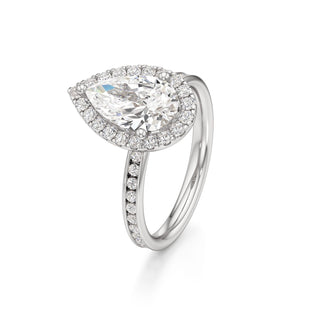 Classic Channel Set Halo Elongated Cushion Engagement Ring