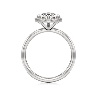Classic Channel Set Halo Elongated Cushion Engagement Ring