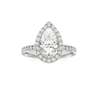 Classic Channel Set Halo Elongated Cushion Engagement Ring