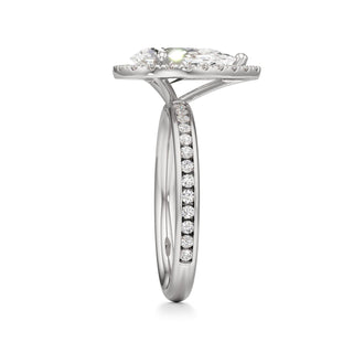 Classic Channel Set Halo Elongated Cushion Engagement Ring