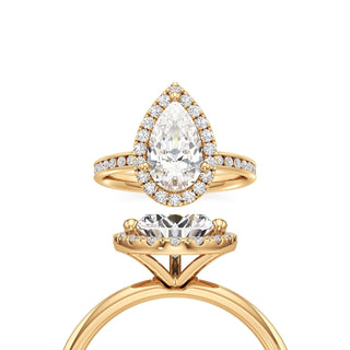 Classic Channel Set Halo Elongated Cushion Engagement Ring