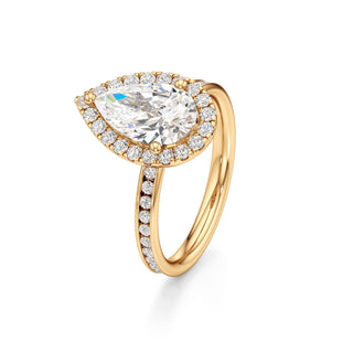 Classic Channel Set Halo Elongated Cushion Engagement Ring