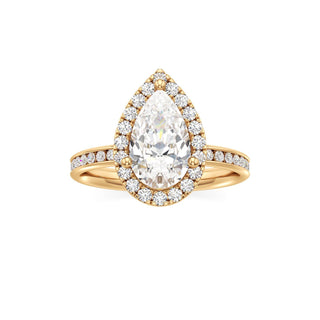 Classic Channel Set Halo Elongated Cushion Engagement Ring