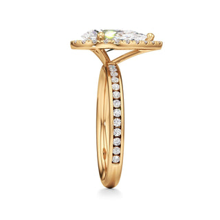 Classic Channel Set Halo Elongated Cushion Engagement Ring