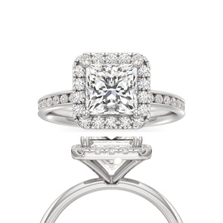Classic Channel Set Halo Elongated Cushion Engagement Ring