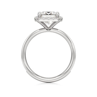 Classic Channel Set Halo Elongated Cushion Engagement Ring