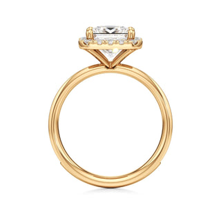 Classic Channel Set Halo Elongated Cushion Engagement Ring