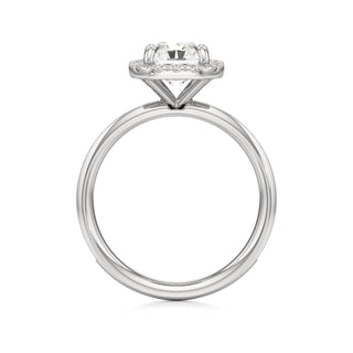 Classic Channel Set Halo Elongated Cushion Engagement Ring