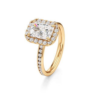 Classic Channel Set Halo Elongated Cushion Engagement Ring
