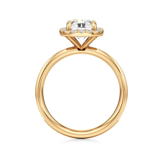Classic Channel Set Halo Elongated Cushion Engagement Ring