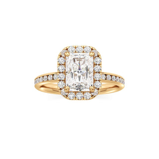 Classic Channel Set Halo Elongated Cushion Engagement Ring