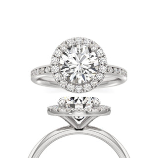 Classic Channel Set Halo Elongated Cushion Engagement Ring