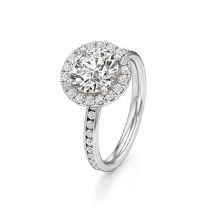 Classic Channel Set Halo Elongated Cushion Engagement Ring