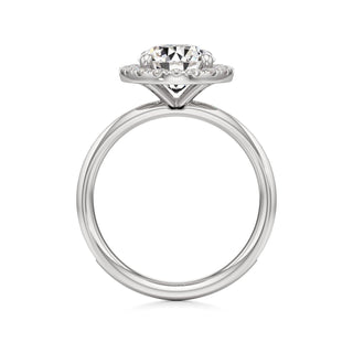 Classic Channel Set Halo Elongated Cushion Engagement Ring
