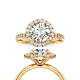 Classic Channel Set Halo Elongated Cushion Engagement Ring