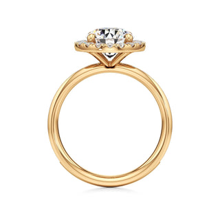 Classic Channel Set Halo Elongated Cushion Engagement Ring