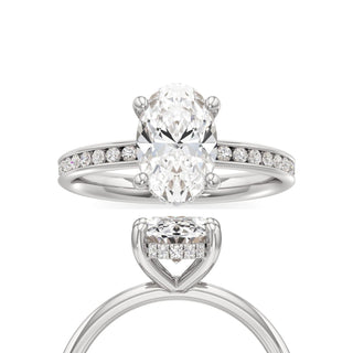 Classic Channel Set Hidden Halo Round Engagement Ring