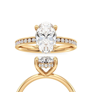 Classic Channel Set Hidden Halo Round Engagement Ring