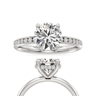 Classic Channel Set Hidden Halo Round Engagement Ring