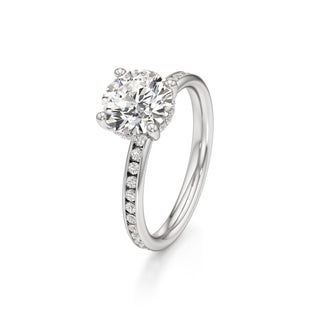 Classic Channel Set Hidden Halo Round Engagement Ring