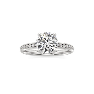 Classic Channel Set Hidden Halo Round Engagement Ring