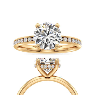 Classic Channel Set Hidden Halo Round Engagement Ring