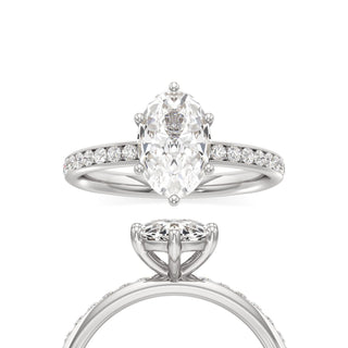 Classic Channel Set Six Prong Elongated Cushion Engagement Ring
