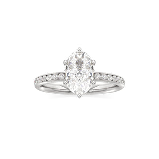 Classic Channel Set Six Prong Elongated Cushion Engagement Ring