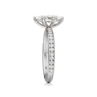 Classic Channel Set Six Prong Elongated Cushion Engagement Ring
