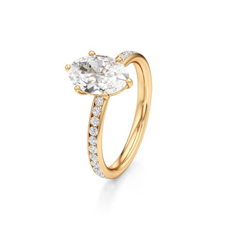 Classic Channel Set Six Prong Elongated Cushion Engagement Ring