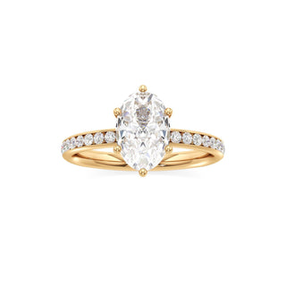 Classic Channel Set Six Prong Elongated Cushion Engagement Ring