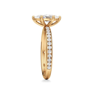 Classic Channel Set Six Prong Elongated Cushion Engagement Ring