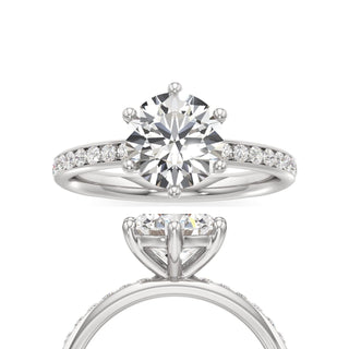 Classic Channel Set Six Prong Elongated Cushion Engagement Ring