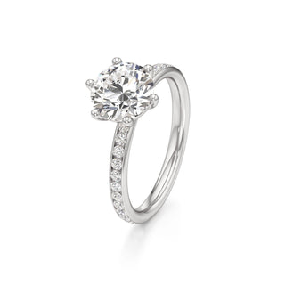 Classic Channel Set Six Prong Elongated Cushion Engagement Ring