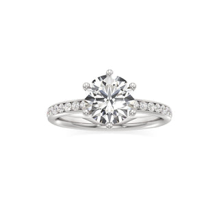 Classic Channel Set Six Prong Elongated Cushion Engagement Ring