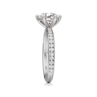 Classic Channel Set Six Prong Elongated Cushion Engagement Ring