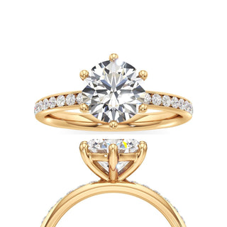 Classic Channel Set Six Prong Elongated Cushion Engagement Ring