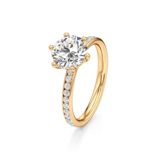 Classic Channel Set Six Prong Elongated Cushion Engagement Ring