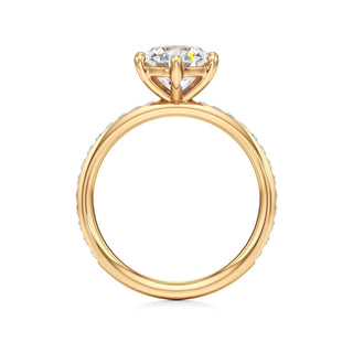 Classic Channel Set Six Prong Elongated Cushion Engagement Ring