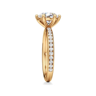 Classic Channel Set Six Prong Elongated Cushion Engagement Ring