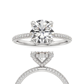 Classic Pavé Set Diamond Basket Radiant Engagement Ring
