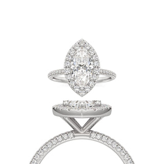 Classic Pavé Set Halo Marquise Engagement Ring