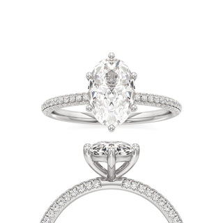 Classic Pavé Set Six Prong Radiant Engagement Ring