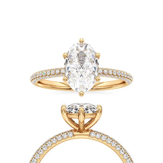 Classic Pavé Set Six Prong Radiant Engagement Ring
