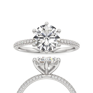 Classic Pavé Set Six Prong Radiant Engagement Ring