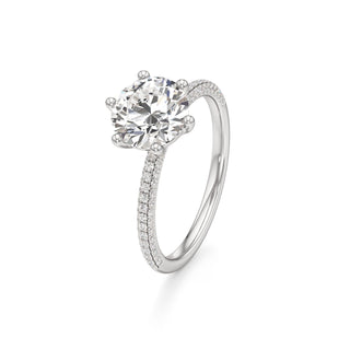 Classic Pavé Set Six Prong Radiant Engagement Ring