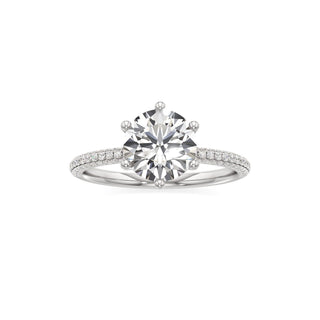 Classic Pavé Set Six Prong Radiant Engagement Ring