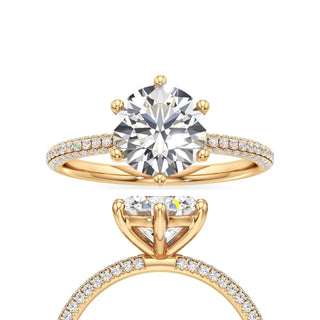 Classic Pavé Set Six Prong Radiant Engagement Ring