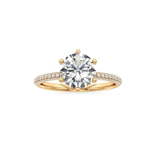 Classic Pavé Set Six Prong Radiant Engagement Ring