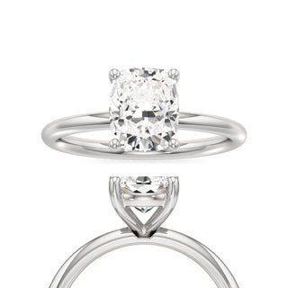 Classic Plain Basket Elongated Cushion Engagement Ring